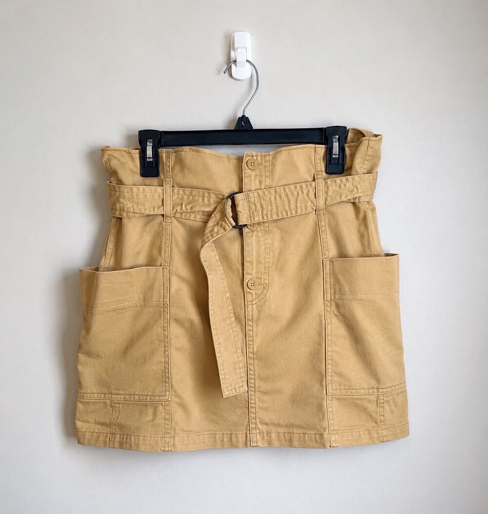 Wild Fable Tan Paperbag Waist Utility Mini Skirt Size Large
